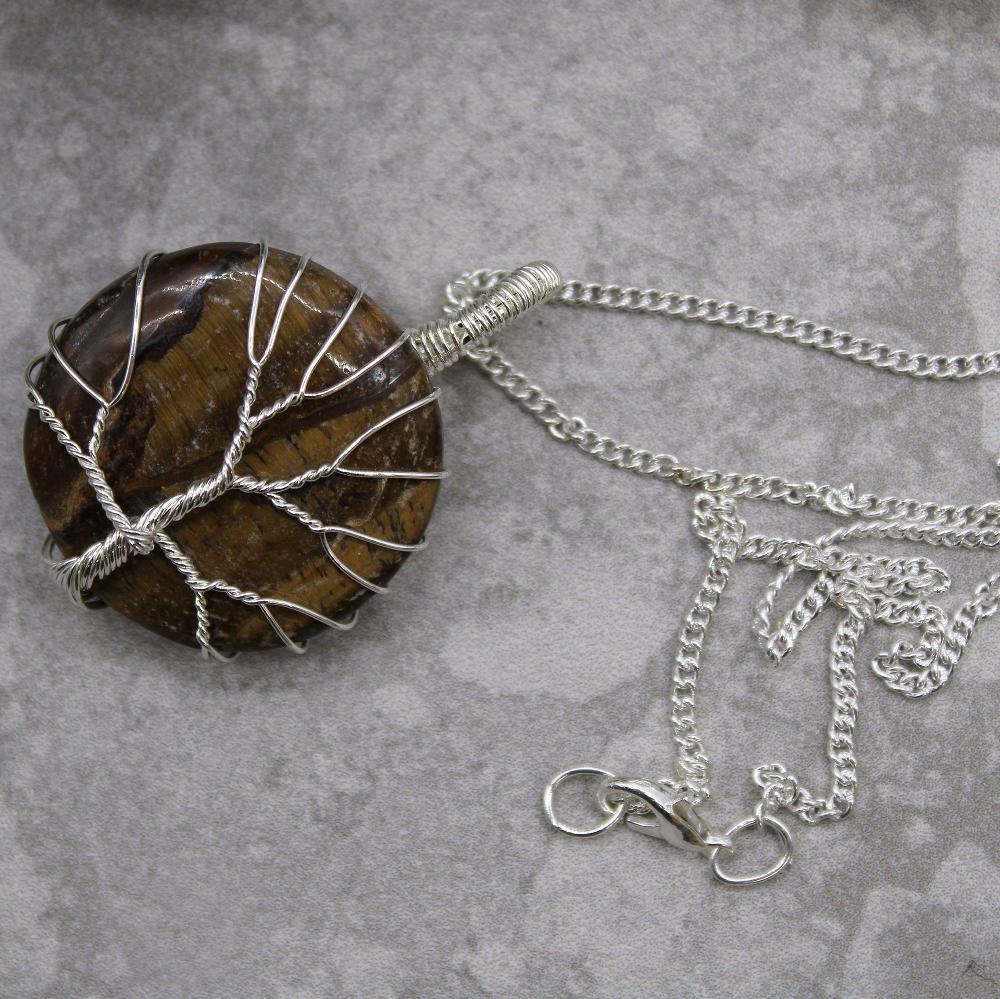Tree Of Life Gemstone Necklace - Tiger Eye