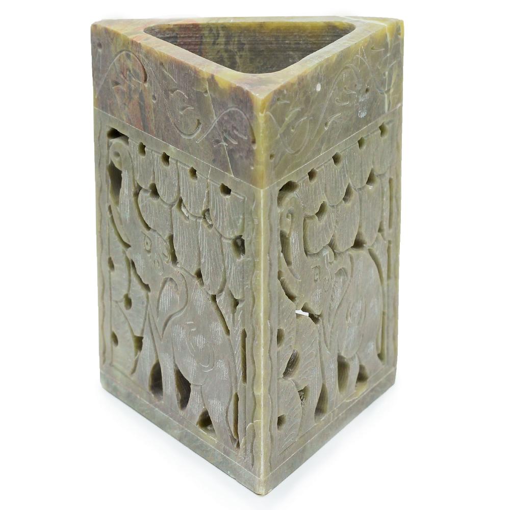 Triangle Soapstone Oil Burner 11x9cm - Elephant
