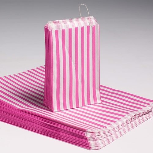 1 000x 5x7" Candy Stripe Bags (1000) - PINK