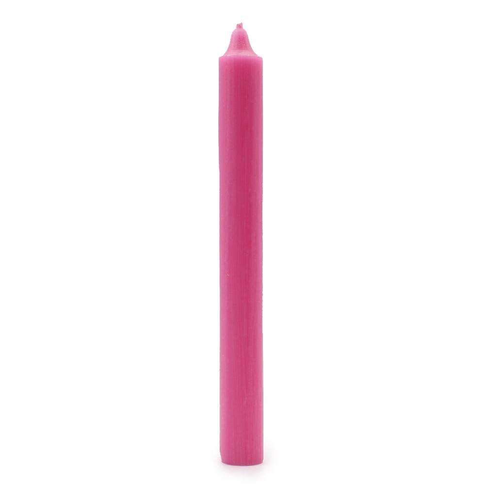 100x Bulk Solid Colour Dinner Candles - Rustic Deep Pink