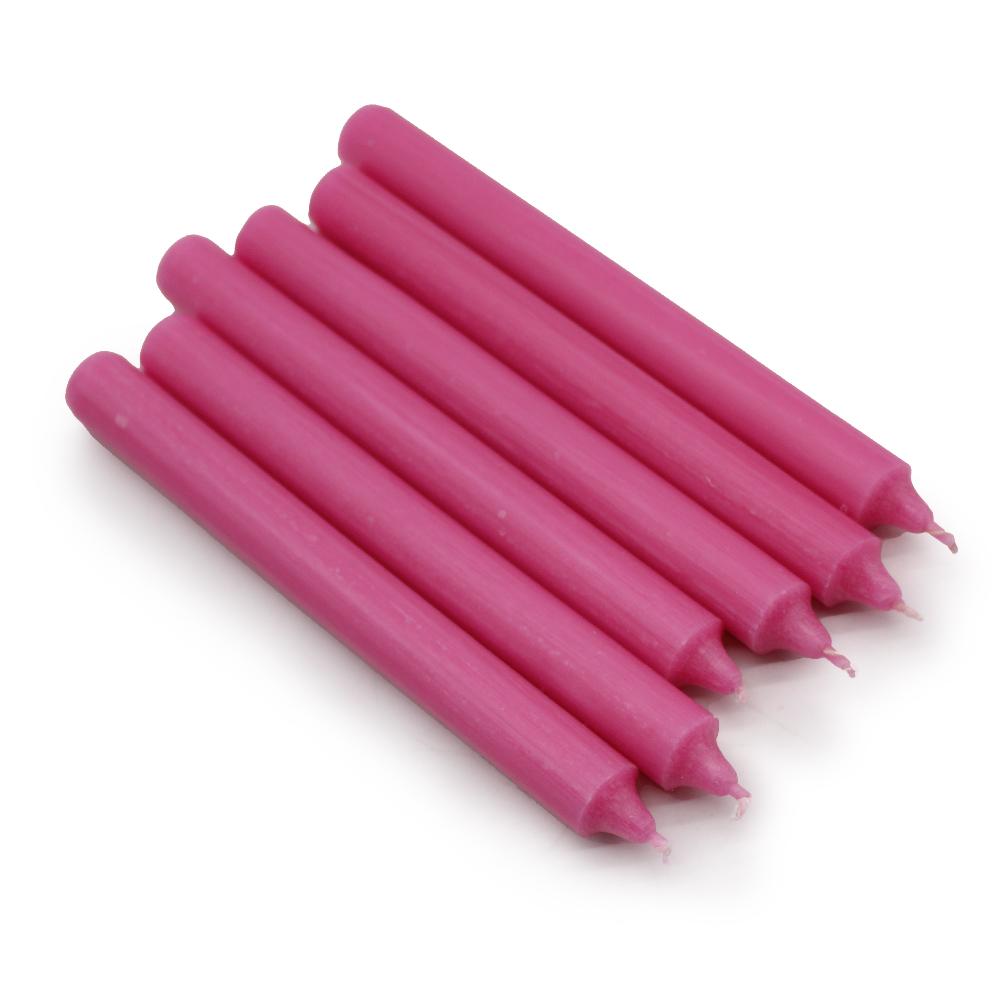 100x Bulk Solid Colour Dinner Candles - Rustic Deep Pink