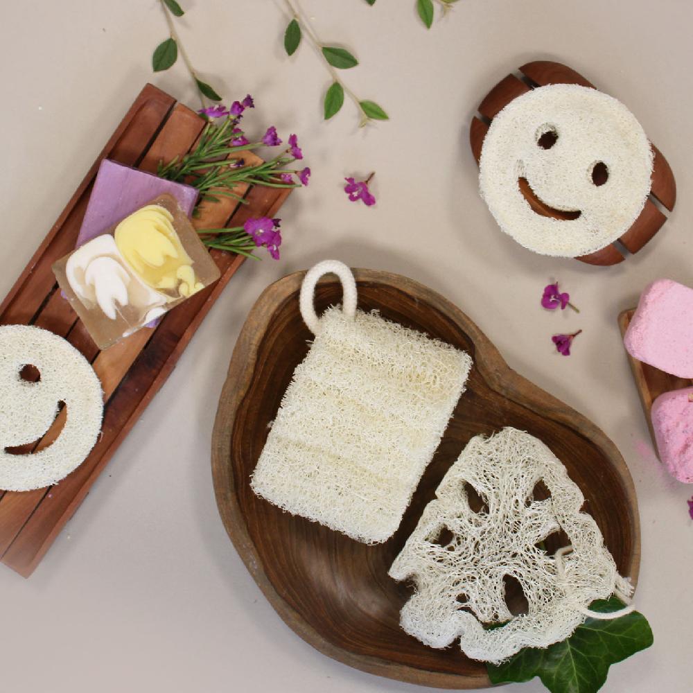10x Egyptian Luxury Loofah With Cotton String - Non-Compressed - 8-12cm