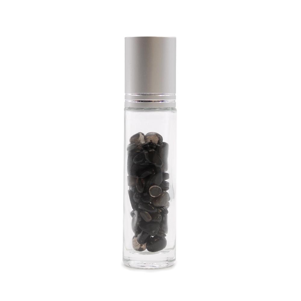 10x Gemstone Essential Oil Roller Bottle - Black Tourmaline - Silver Cap