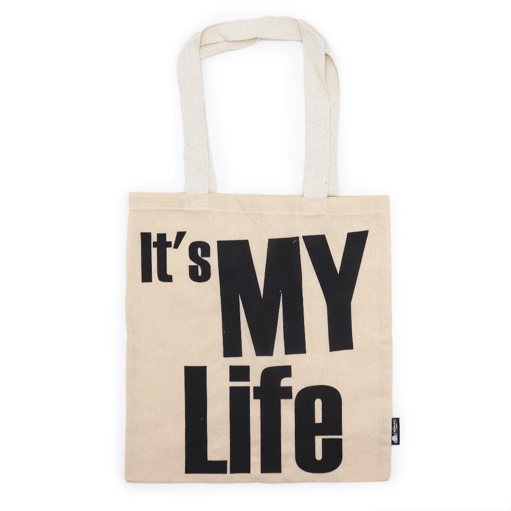 10x Iconic Basic Tote Bag - IT's MY LIFE - (40x36cm) - Natural 4oz