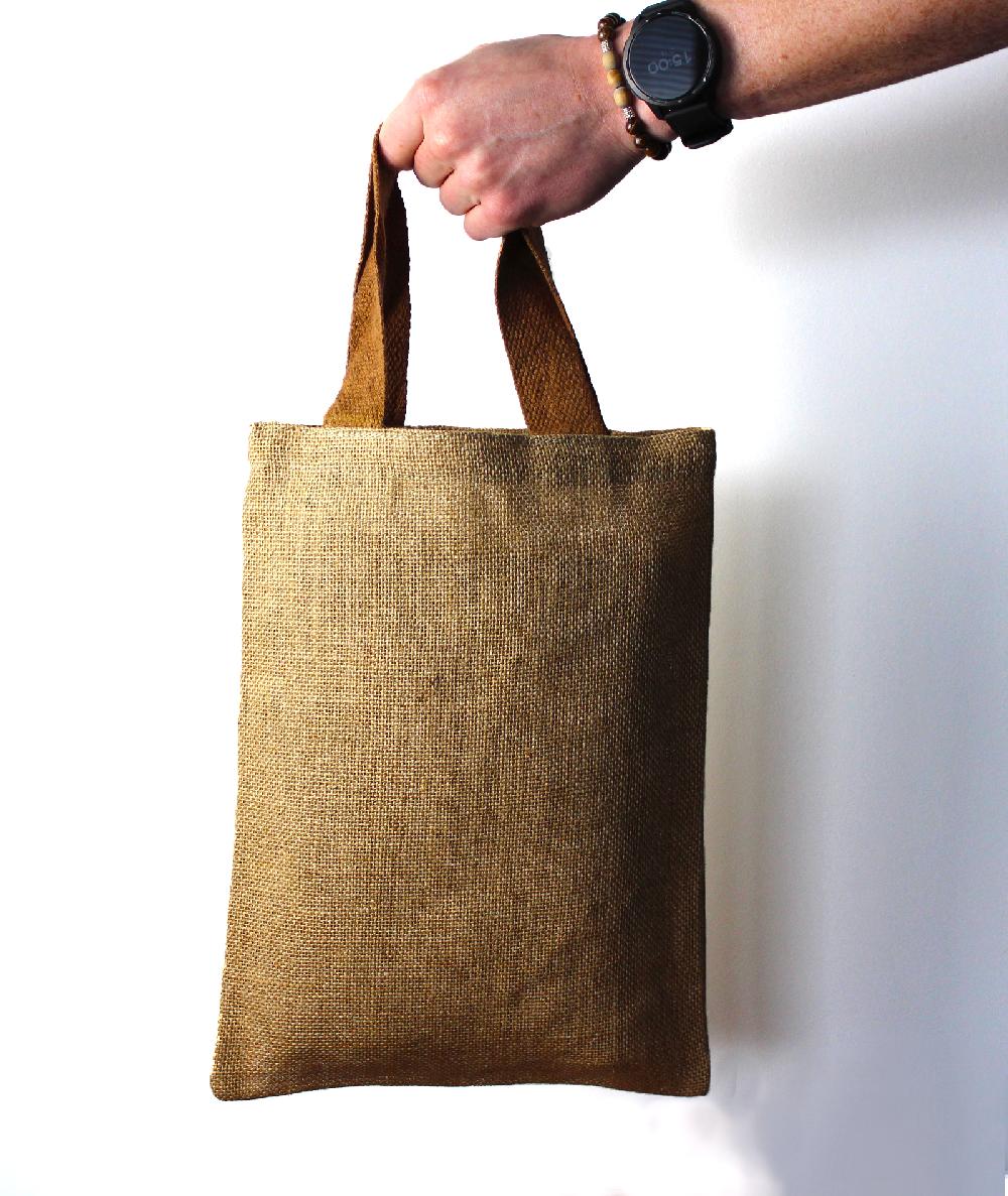 10x Jute Tote Bag - 5 Assorted Colour Handles