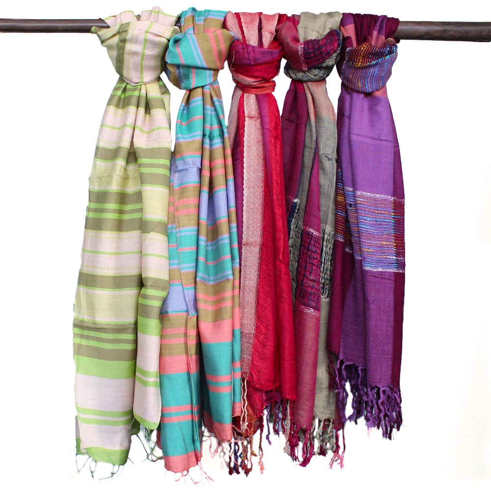 10x Lrg Indian Boho Scarves - 71x183cm - Random Purples