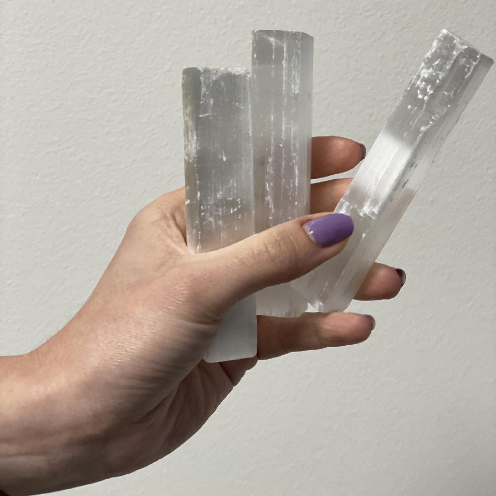 10x Selenite Stick Raw Crystal - Natural Stone 10 Cm (4 Inch)