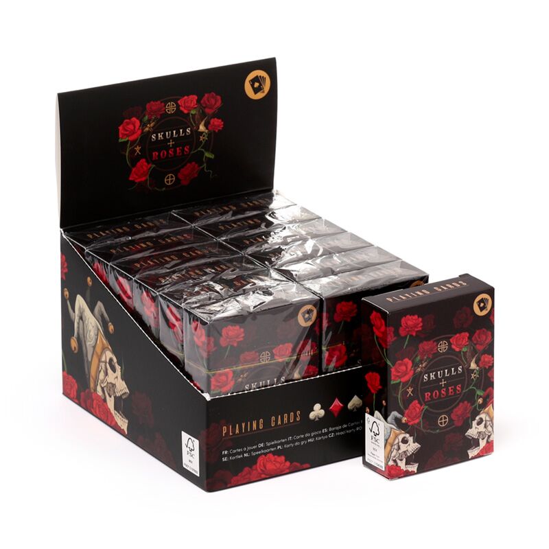 12x Box of 12 Skulls and Roses Standard Playing Card Deck
