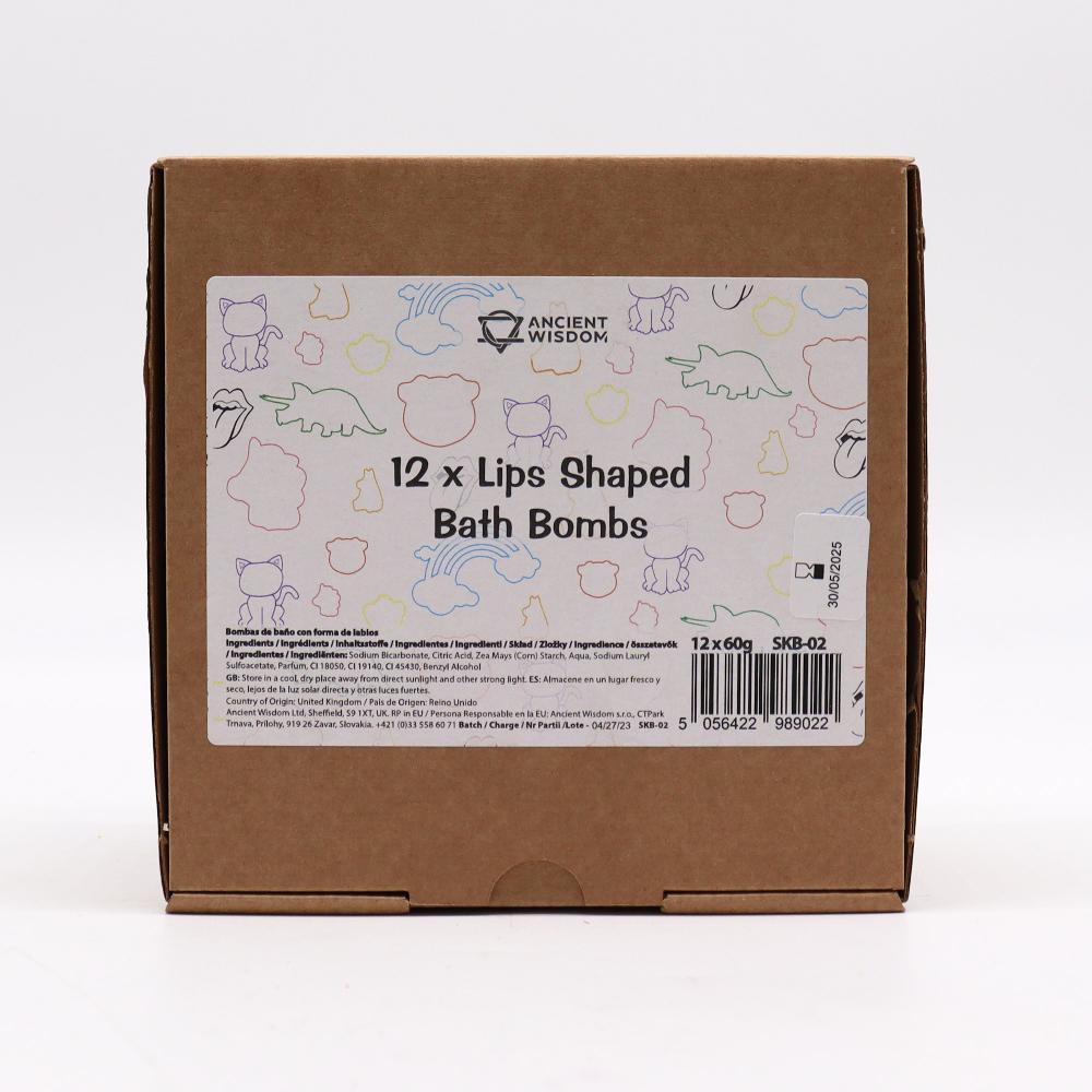 12x Lips Bath Bomb 60g - Raspberry & Pomergranate