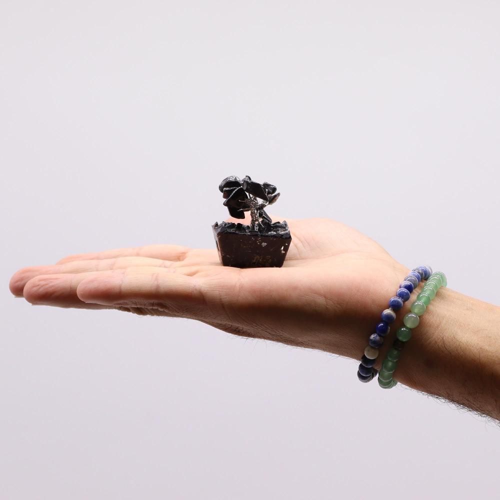 12x Mini Gemstone Trees On Orgonite Base - Black Agate (15 Stones)