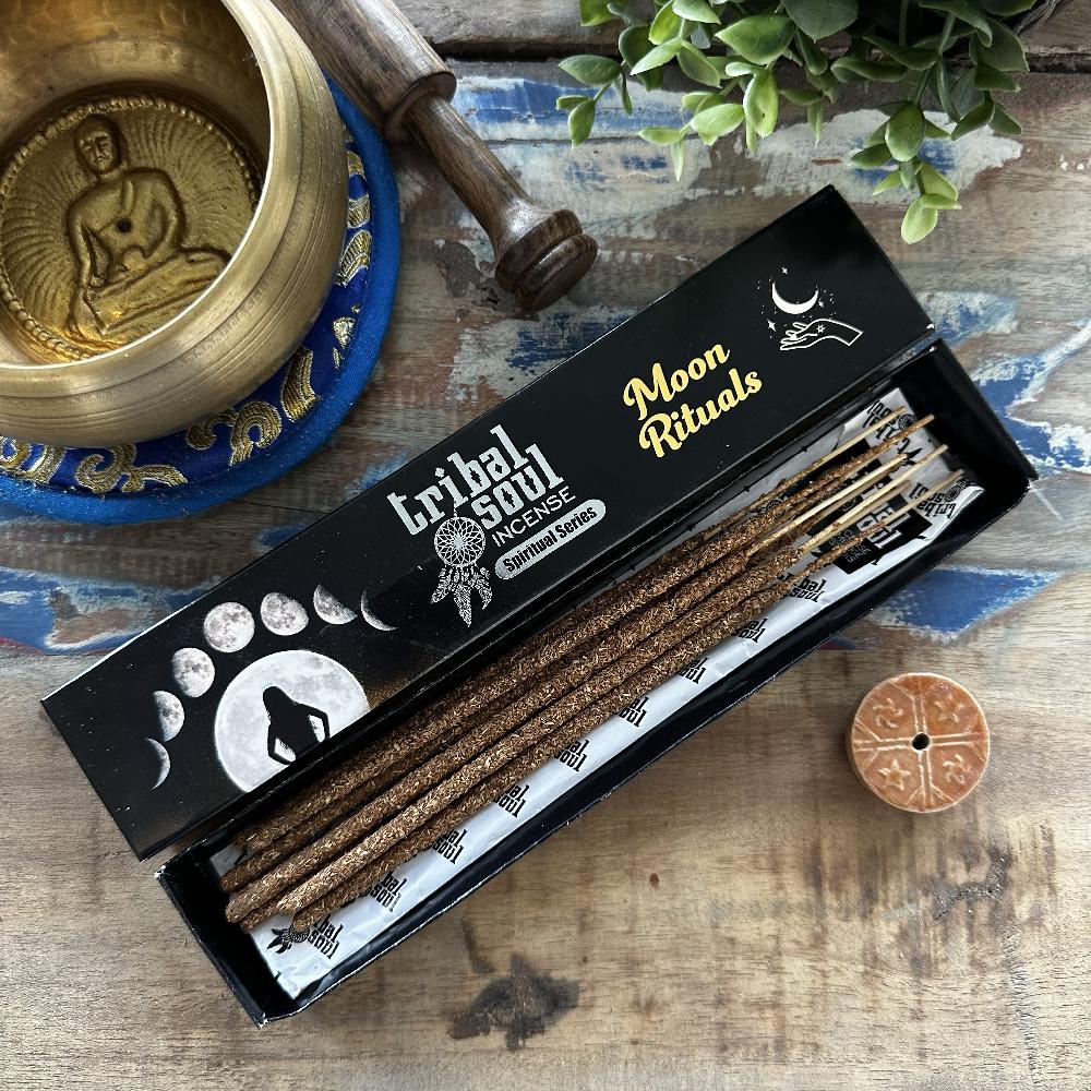 12x Tribal Soul Spiritual Incense Sticks and Ceramic Holder - Moon Ritual