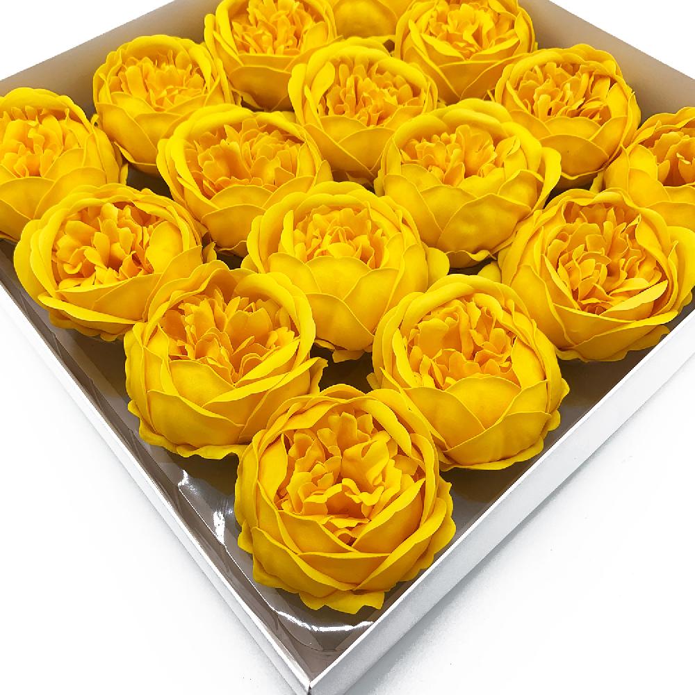 16x Craft Soap Flower - Ext Large Peony - Yellow