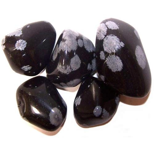 24x L Tumble Stone - Obsidian Snowflake