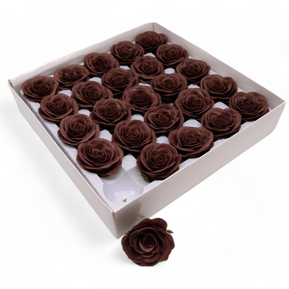 25x Craft Soap Flower - Lrg (7-Layer) Vintage Rose - Royal Chocolate