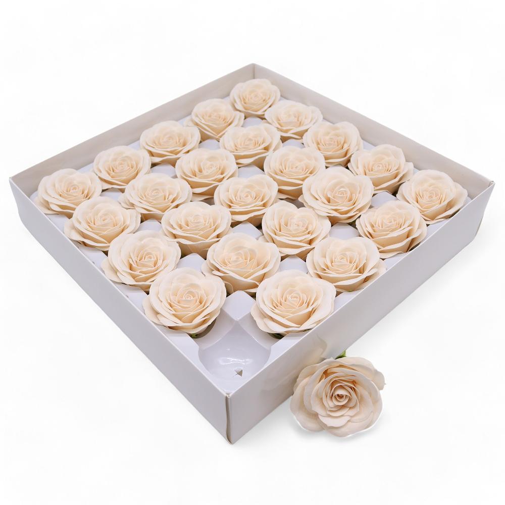 25x Craft Soap Flower - Lrg (7-Layer) Vintage Rose - Victorian Ivory