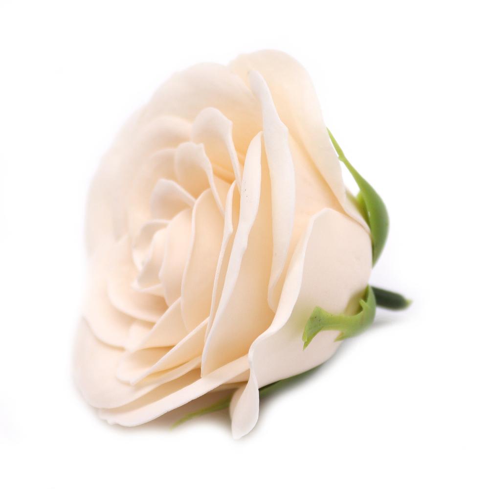 25x Craft Soap Flower - Lrg (7-Layer) Vintage Rose - Victorian Ivory
