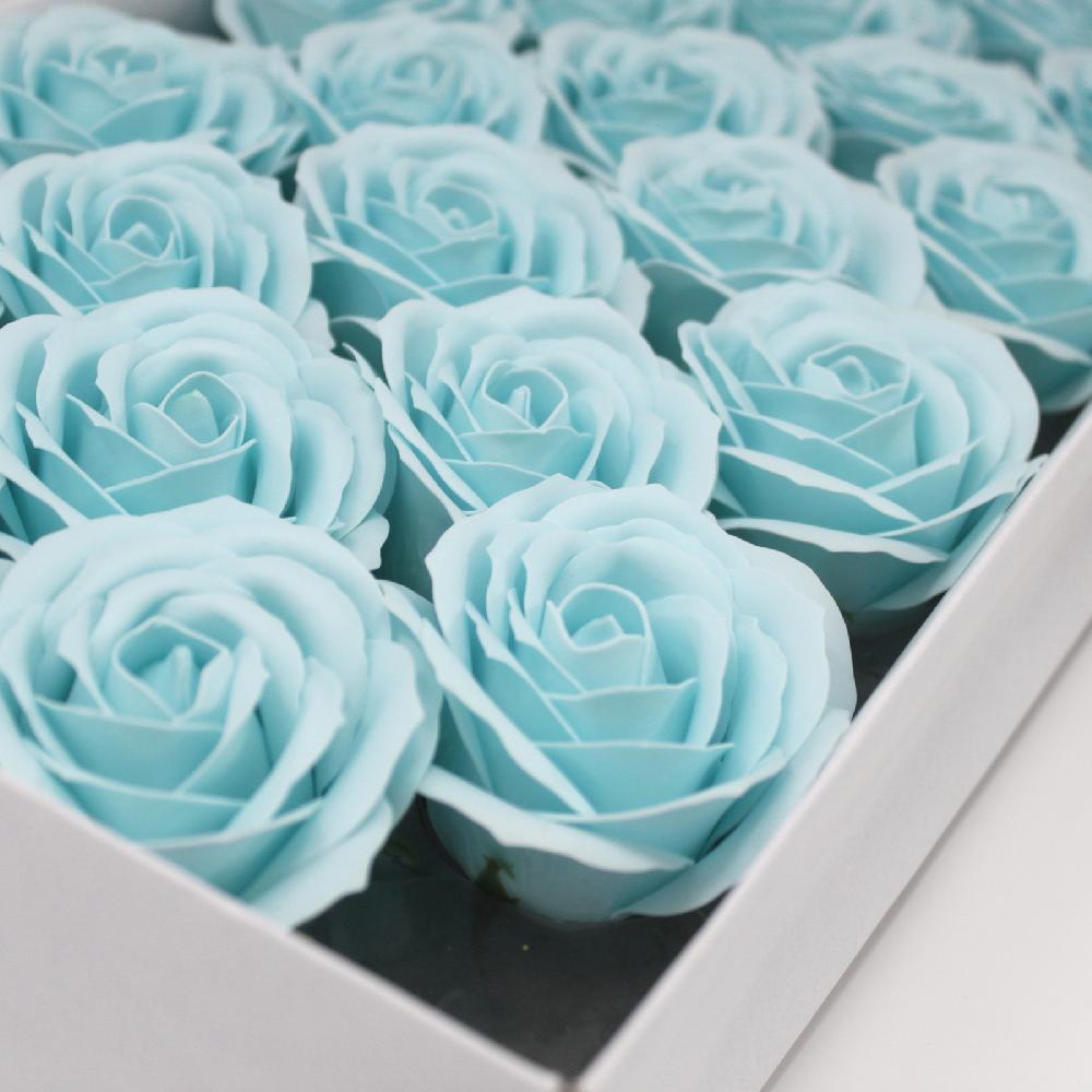 25x Craft Soap Flowers - Lrg Rose - Baby Blue