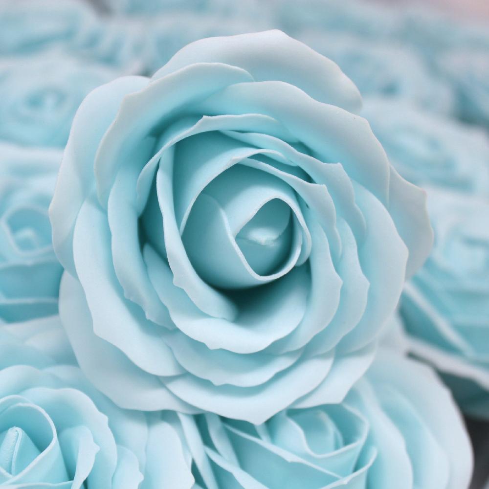25x Craft Soap Flowers - Lrg Rose - Baby Blue