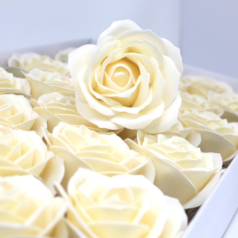 25x Craft Soap Flowers - Lrg Rose - Ivory