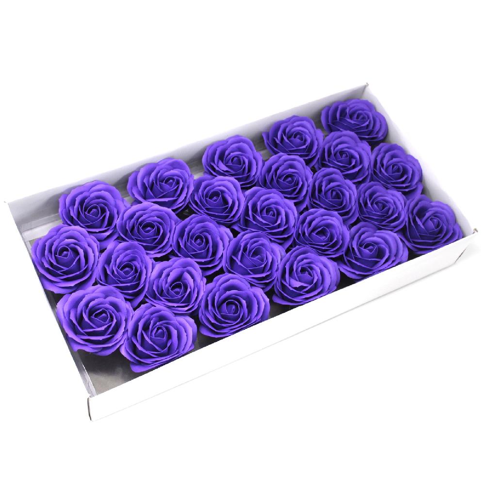 25x Craft Soap Flowers - Lrg Rose - Violet