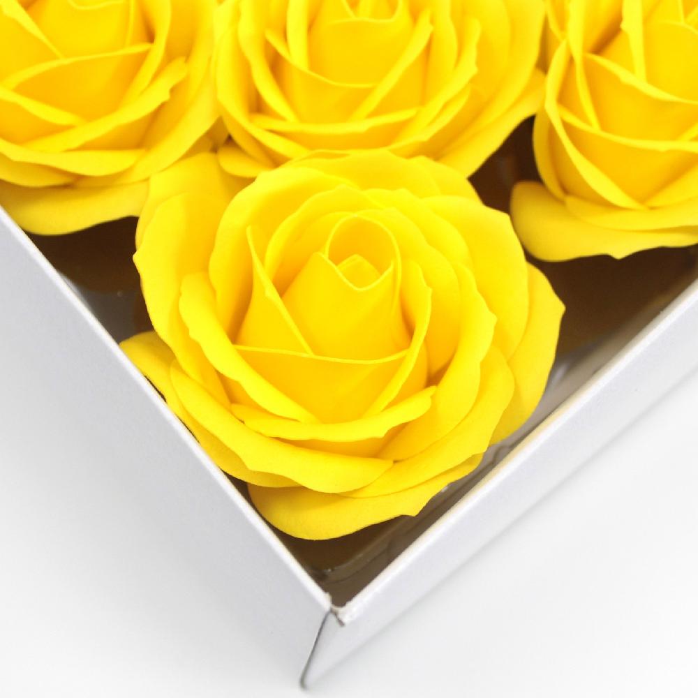 25x Craft Soap Flowers - Lrg Rose - Yellow