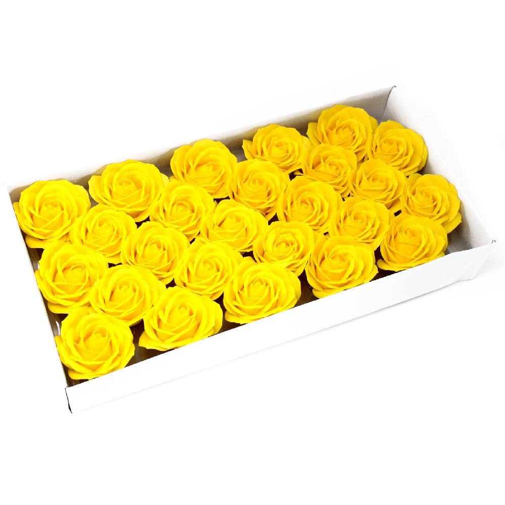 25x Craft Soap Flowers - Lrg Rose - Yellow