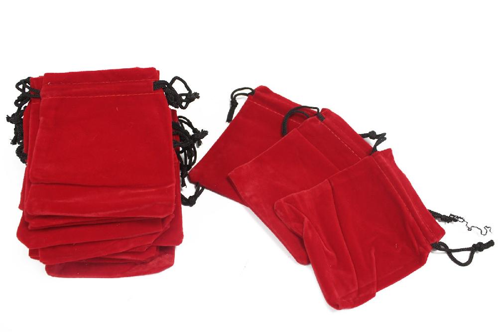 25x Quality Velvet Pouch - Red 10x12cm