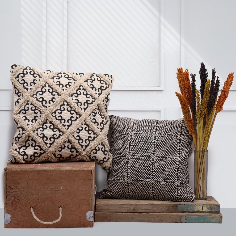 2x Classic Cushion Cover - Herringbone Wide Grey - 40x40cm