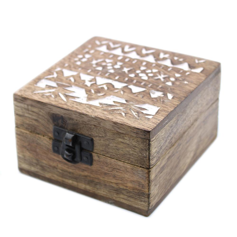 2x White Washed Wooden Box - 4x4 Slavic Design