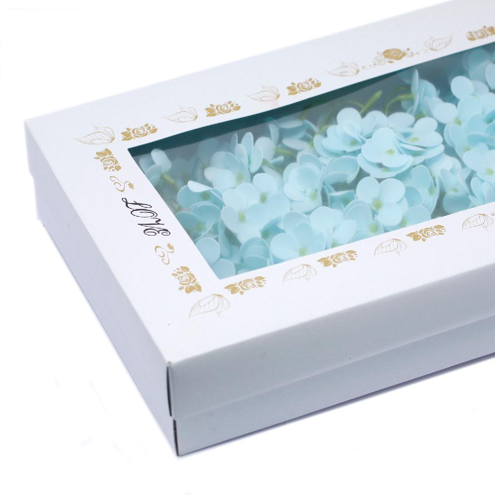 36x Craft Soap Flowers - Hyacinth Bean - Baby Blue