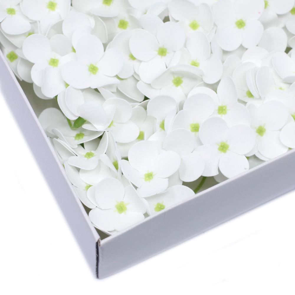 36x Craft Soap Flowers - Hyacinth Bean - White
