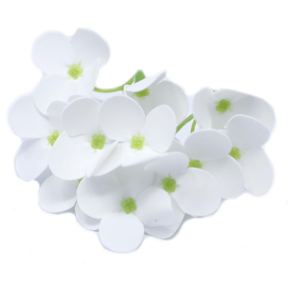 36x Craft Soap Flowers - Hyacinth Bean - White