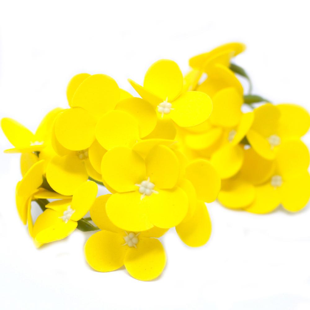 36x Craft Soap Flowers - Hyacinth Bean - Yellow
