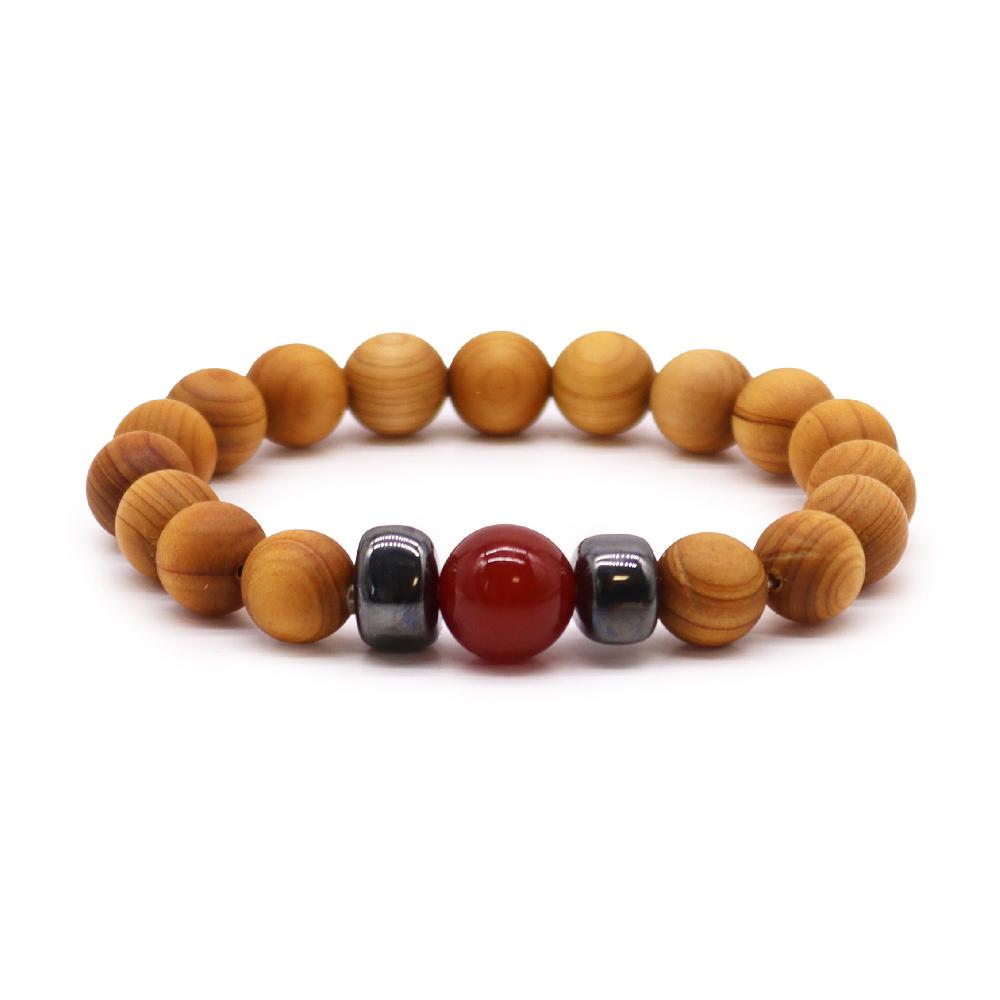 3x Cedarwood Root Chakra Bangle with Red Jasper