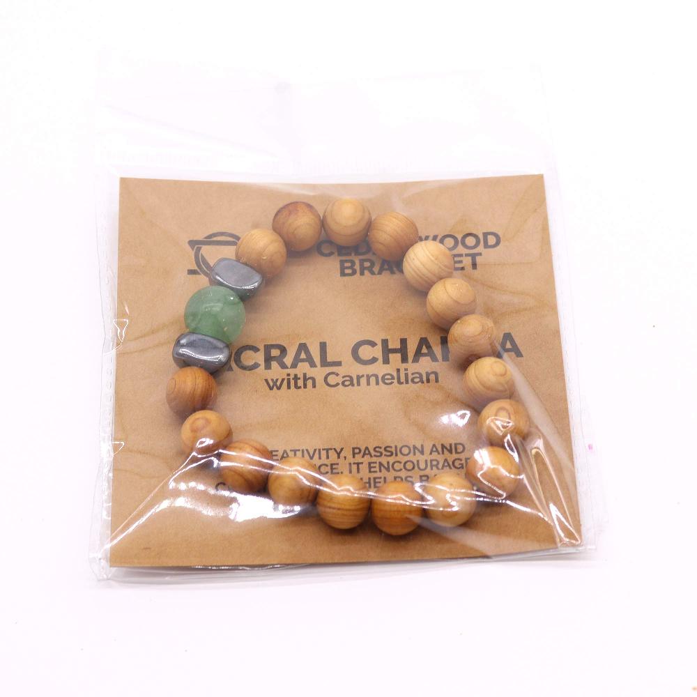 3x Cedarwood Sacral Chakra Bangle With Green Aventurine