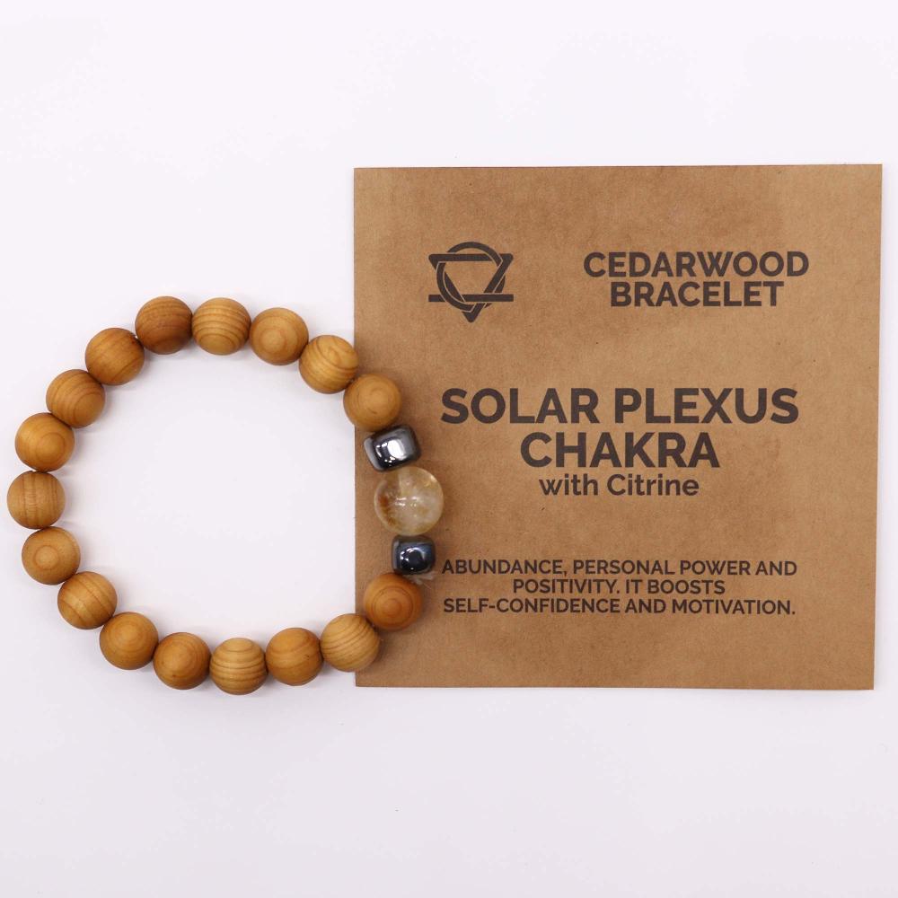 3x Cedarwood Solar Plexus Chakra Bangle With Citrine
