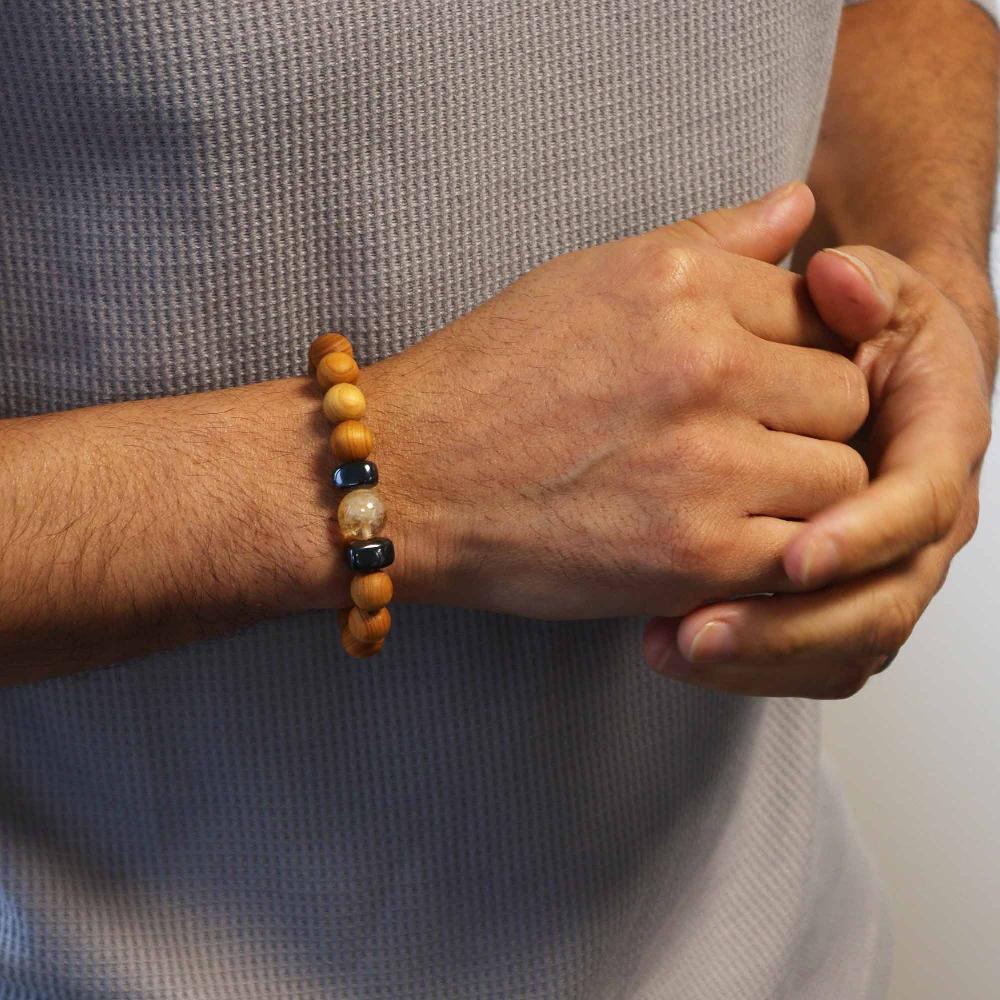 3x Cedarwood Solar Plexus Chakra Bangle With Citrine