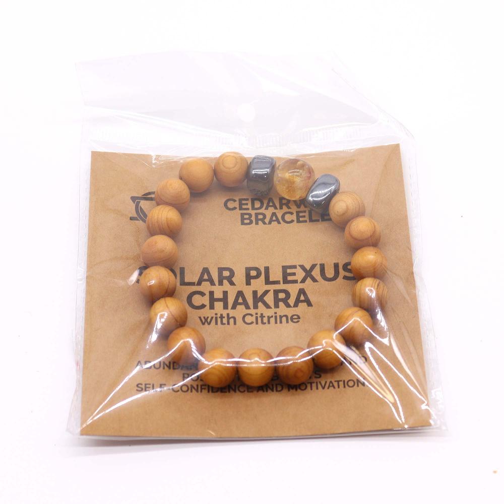 3x Cedarwood Solar Plexus Chakra Bangle With Citrine