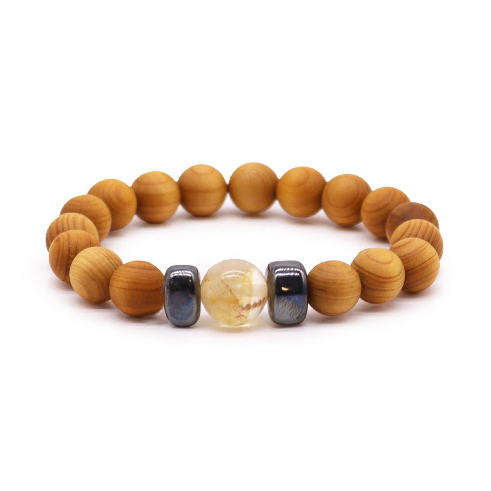 3x Cedarwood Solar Plexus Chakra Bangle with Citrine