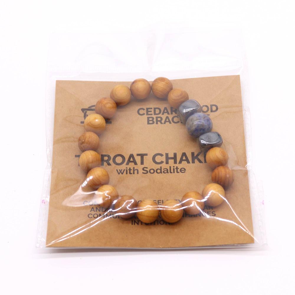3x Cedarwood Throat Chakra Bangle With Sodalite