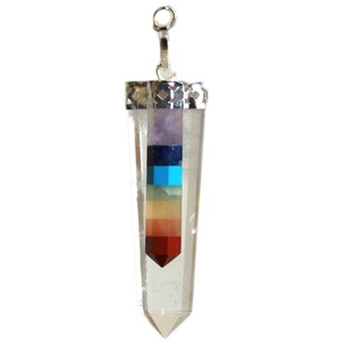 3x Crystal - 7 Chakra Bounded Thin Point Flat Pendulum