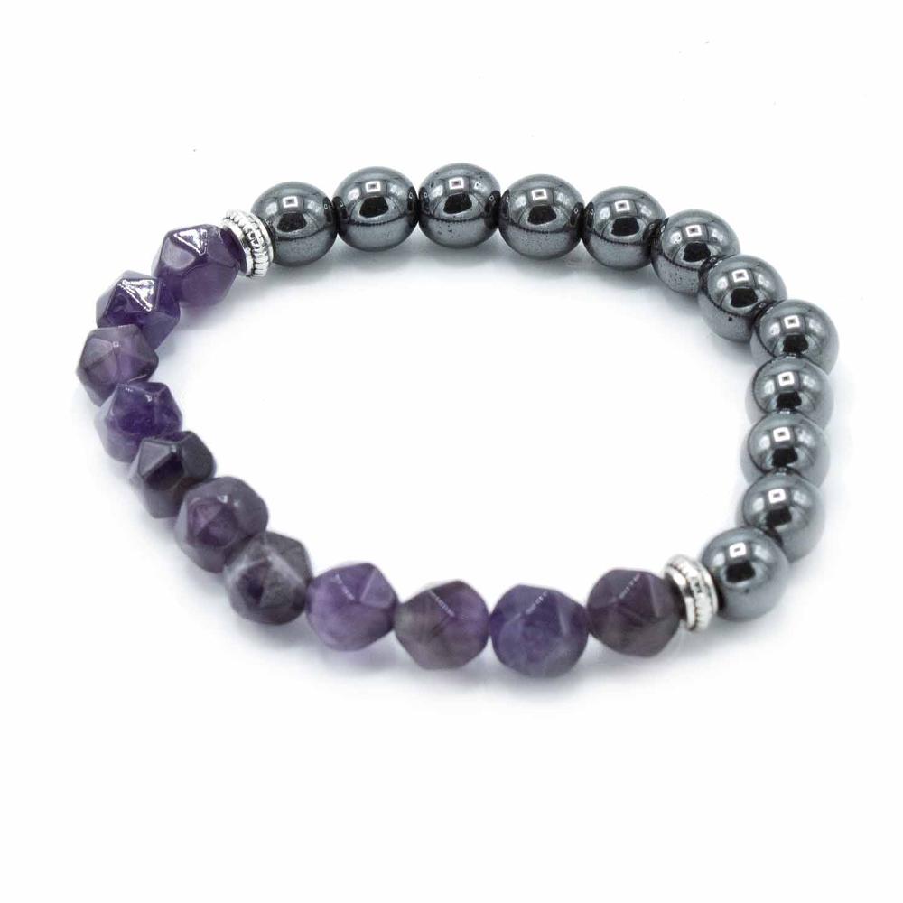 3x Faceted Gemstone Bracelet - Magnetic Amethyst