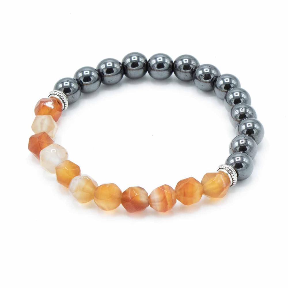 3x Faceted Gemstone Bracelet - Magnetic Carnelian