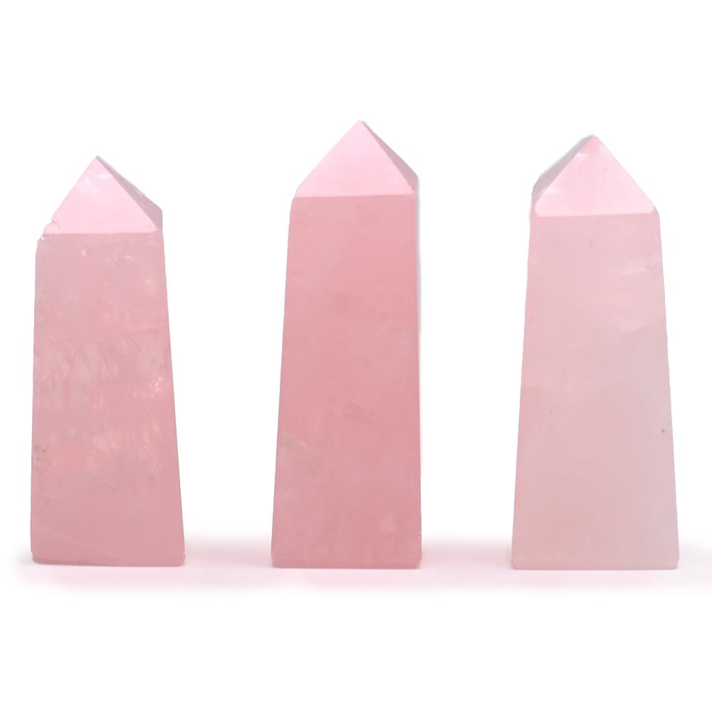 3x Gemstone Obelisk Points approx 5cm - Rose Quartz