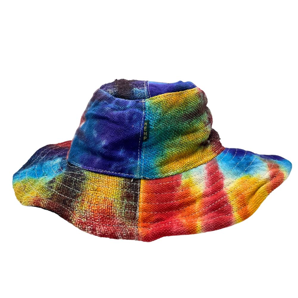 3x Patched and Wired Hemp & Cotton Boho Festival Hat - Tiedye