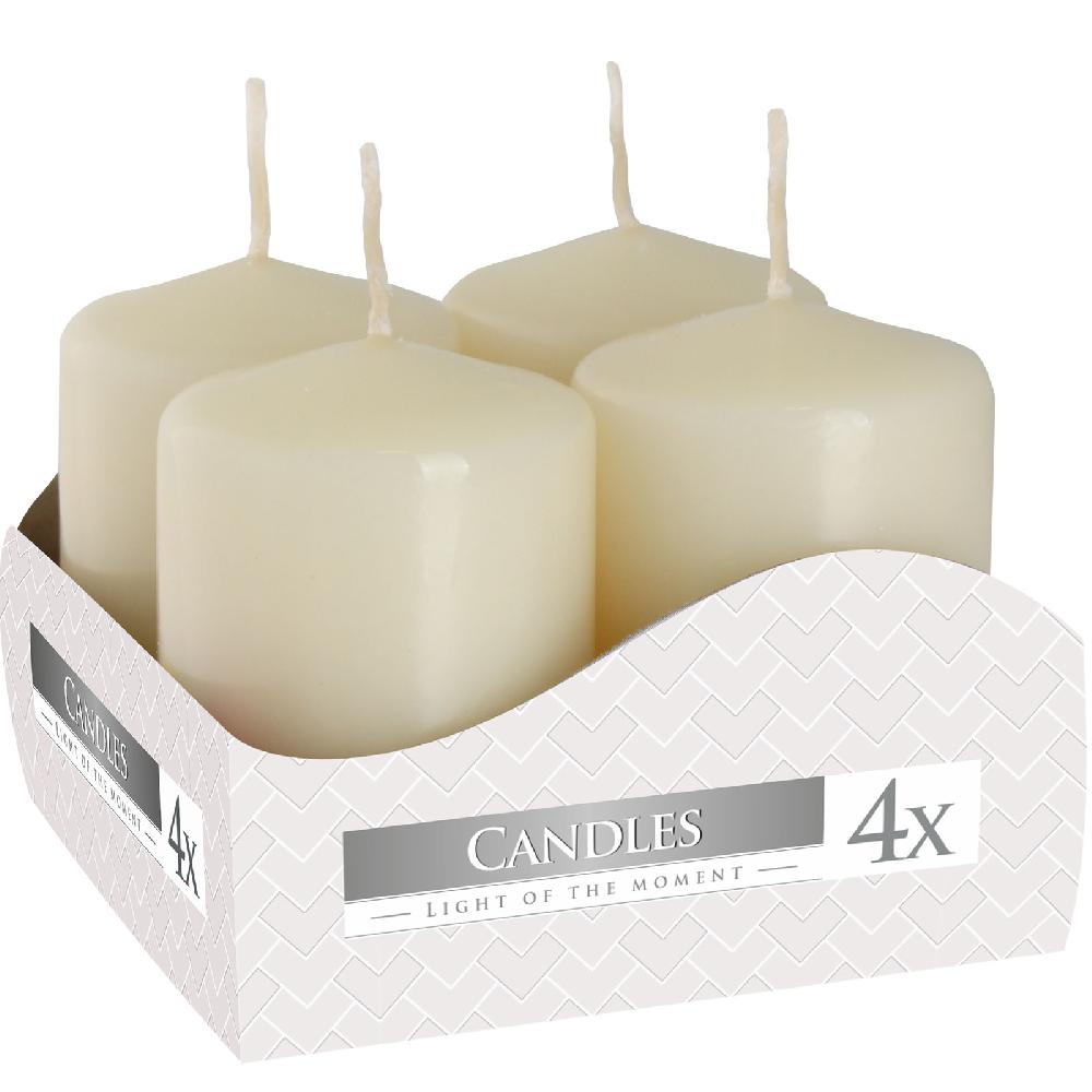 3x Set of 4 Pillar Candles 40x60mm - Ivory