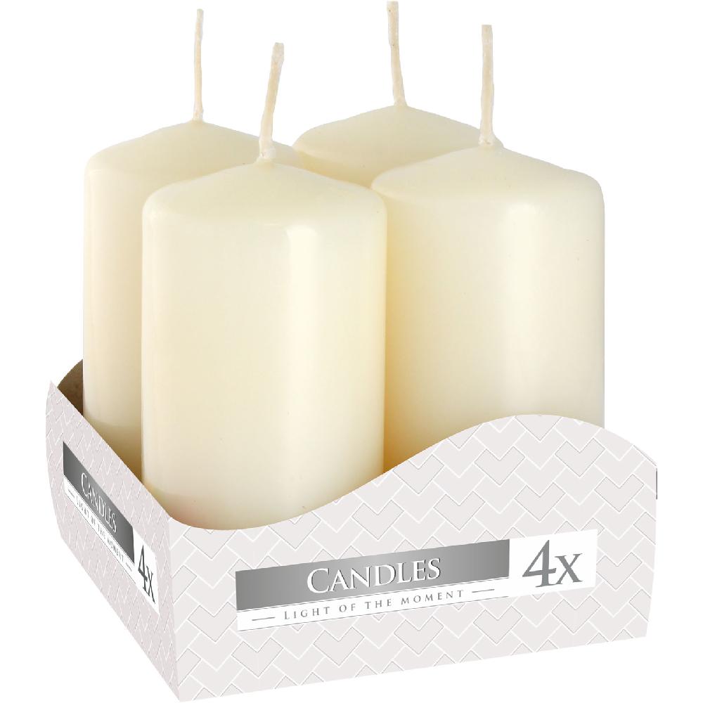 3x Set of 4 Pillar Candles 40x80mm - Ivory