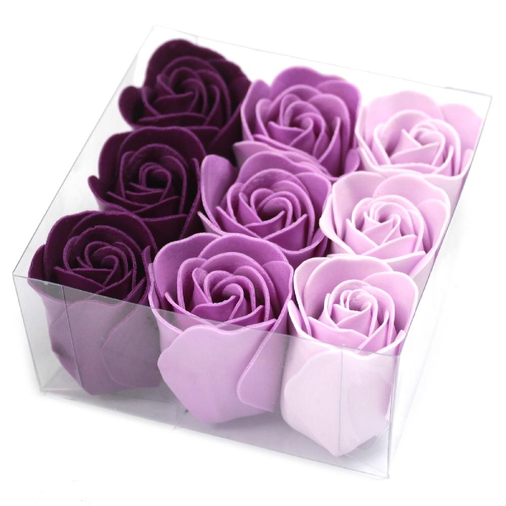 3x Set Of 9 Soap Flower - Lavender Roses