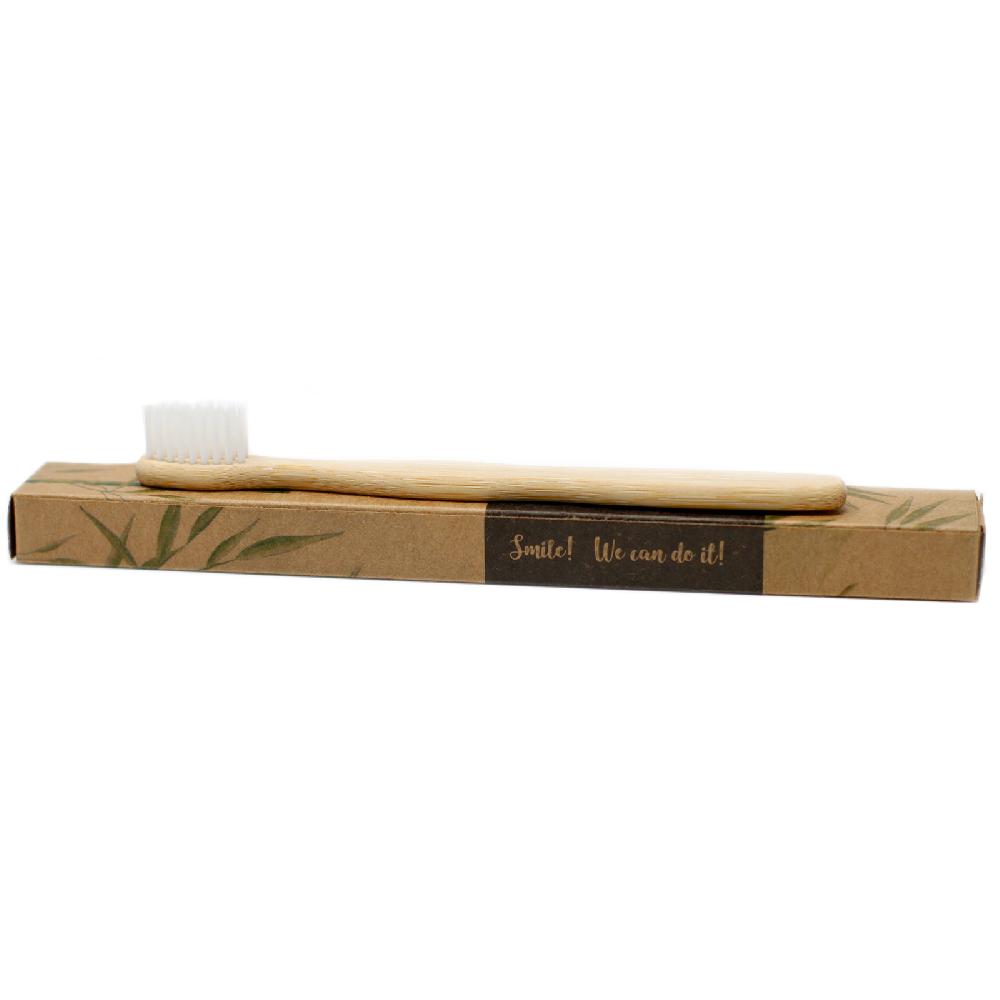 4x Bamboo Toothbrush - White - Family Pack Of 4 - Med Soft