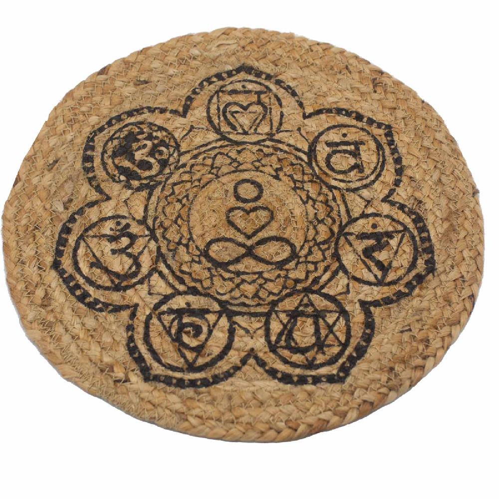 4x Natural Place Mat - Jute 30cm - Chakra Print